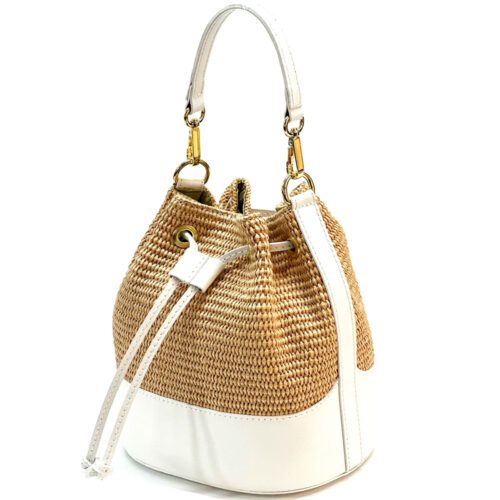 Sac Seau Ischia en Raphia et Cuir Italien – Bild 2