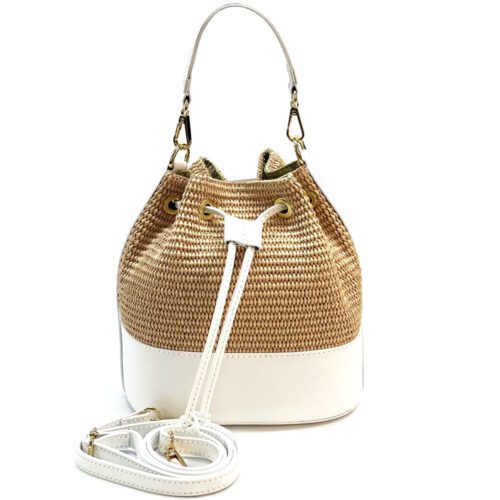 Sac Seau Ischia en Raphia et Cuir Italien